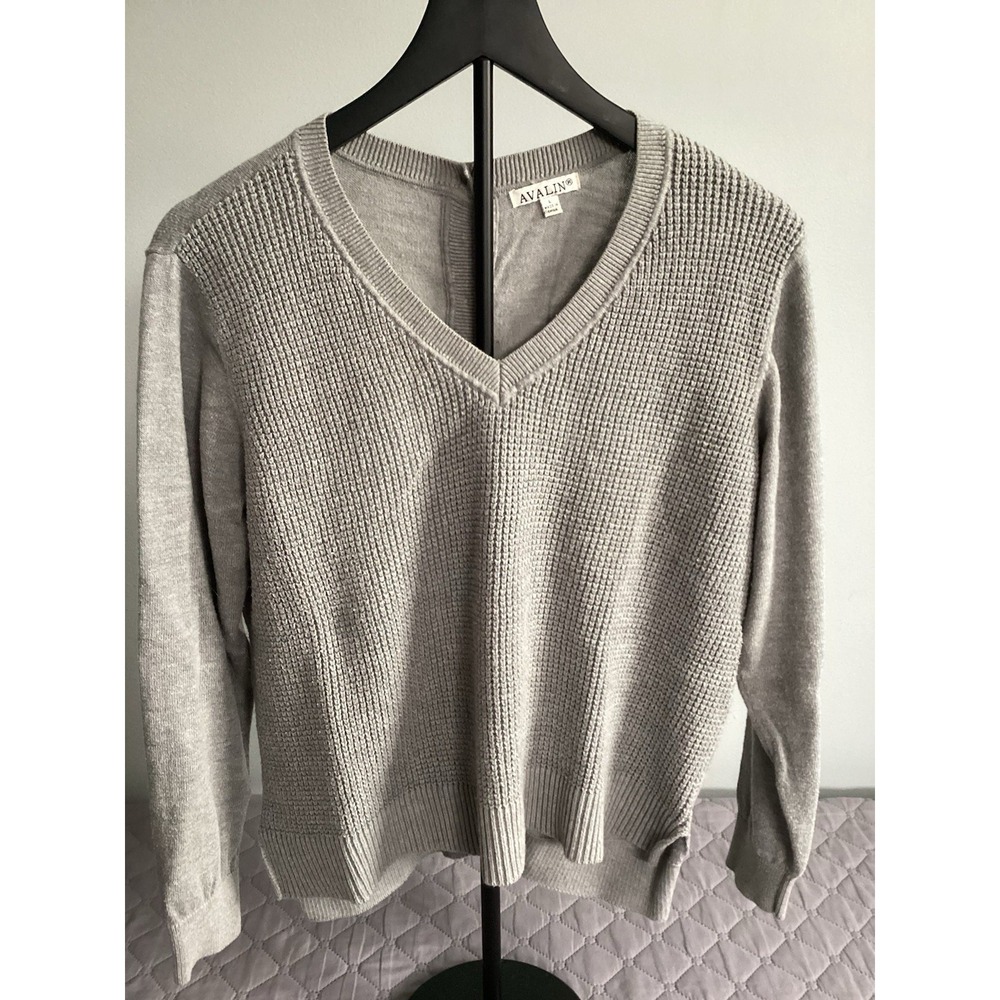 Avalin Sweater Grey Large Unique Button Down Back Blended‎ Fabric